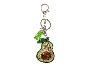 Avocado Faux Suede Tassel Stuffed Pillow Key Chain Handbag Charm