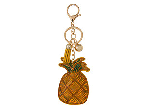 Pineapple Faux Suede Tassel Stuffed Pillow Key Chain Handbag Charm