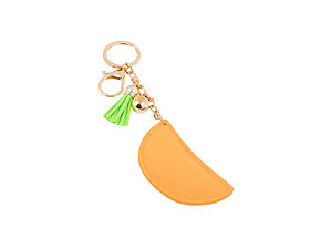 Orange Slice Faux Suede Tassel Stuffed Pillow Key Chain Handbag Charm