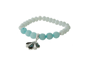 Faceted & Mint Green Natural Stone Beaded Stretch Bracelet