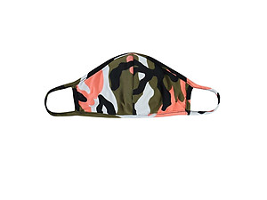 Coral Reusable Camouflage T-Shirt Cloth Face Mask with Seam