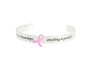Once You Choose Hope, Anything Is Possible' Silvertone Message Cuff Style Bracelet