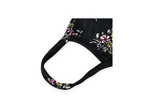 Black Floral Print Reusable T-Shirt Cloth Face Mask