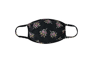 Black Floral Print Reusable T-Shirt Cloth Face Mask