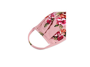 Mauve Floral Print Reusable T-Shirt Cloth Face Mask with Pleats