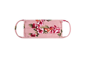 Mauve Floral Print Reusable T-Shirt Cloth Face Mask with Pleats