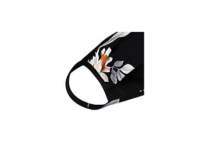 Black Floral Print Reusable T-Shirt Cloth Face Mask with Pleats