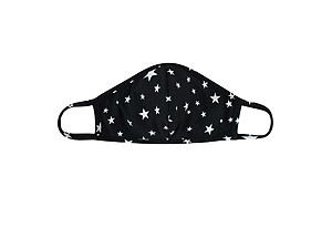Black Star Print Reusable T-Shirt Cloth Face Mask with Seam