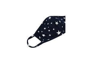 Navy Star Print Reusable T-Shirt Cloth Face Mask with Seam