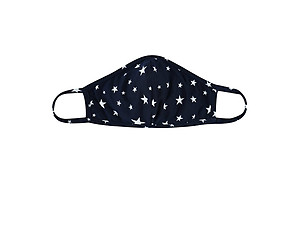 Navy Star Print Reusable T-Shirt Cloth Face Mask with Seam