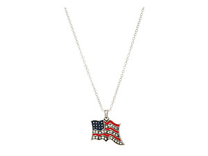 Silvertone Flag Pendant Necklace