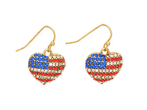 Heart Shaped Flag Fishhook Earrings