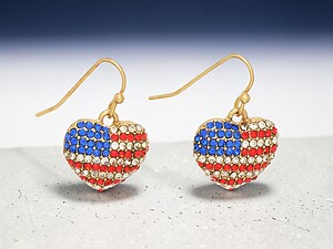 Goldtone Heart Shaped Flag Fishhook Earrings