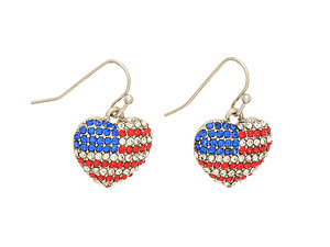 Heart Shaped Flag Fishhook Earrings