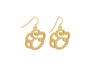 Goldtone Initial E Fishhook Earrings