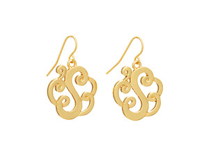 Goldtone Initial S Fishhook Earrings