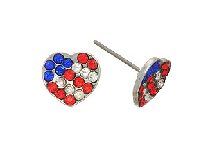 Silvertone Heart Shaped Flag Post Earrings