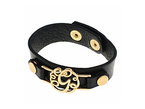 Black Faux Leather Goldtone 