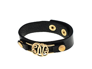 Black Faux Leather Goldtone 