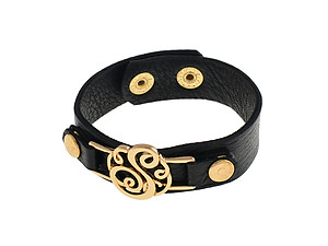 Black Faux Leather Goldtone 