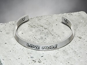 Silvertone Love More Cuff Bracelet