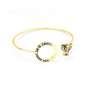 Elephant Bracelet Today Is My Lucky Day Inspirational Message Jewelry