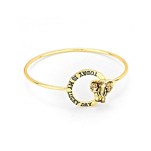 Elephant Bracelet Today Is My Lucky Day Inspirational Message Jewelry