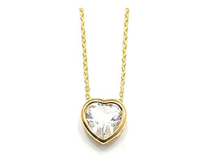 Goldtone Crystal Accent Tiny Heart Shaped Necklace