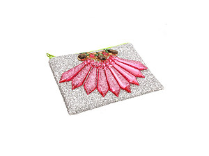 Colorful & Fun Glitter Jewel & Acrylic Accented Top Zipper Fashion Clutch ~ Style 6177