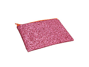 Colorful & Fun Glitter Jewel & Acrylic Accented Top Zipper Fashion Clutch ~ Style 6188