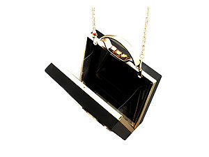 Black Vintage Rotary Phone Dial Hard Acrylic Clutch Purse