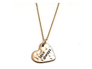 Hammered Pattern Heart Shaped Love Always Necklace