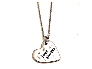 Hammered Pattern Heart Shaped Love Always Necklace