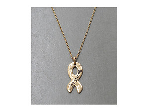 Goldtone Be Strong Modern Metallic Ribbon Pendant Necklace