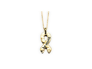 Goldtone Be Strong Modern Metallic Ribbon Pendant Necklace