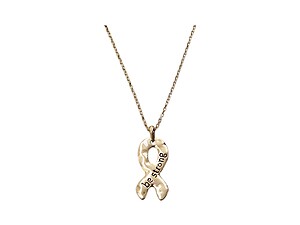 Goldtone Be Strong Modern Metallic Ribbon Pendant Necklace