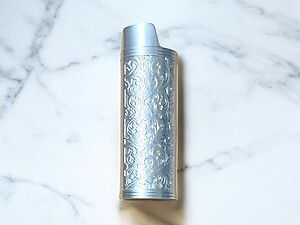 Light Silver Filigree Metal Shell Lighter Case Cover Holder Fits Bic Lighters