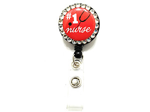 #1 Nurse Retractable Bling Nurse Button Reel