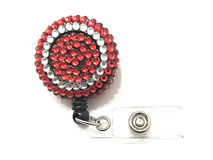 Colorful Red Retractable Bling Button Reel ID Badge Holder