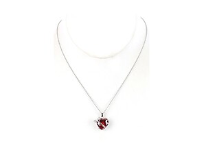 Red Bow Tied Heart Rhinestone Pendant Necklace