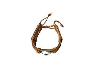 Brown Leather Band Evil Eye Good Luck and Protection Bracelet