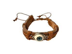 Brown Leather Band Evil Eye Good Luck and Protection Bracelet