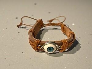 Brown Leather Band Evil Eye Good Luck and Protection Bracelet