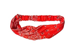 Red Paisley Wide Cotton Stretch Headband Hair Accessory