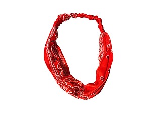 Red Paisley Wide Cotton Stretch Headband Hair Accessory