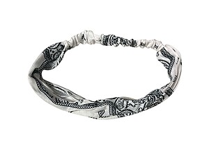 White Paisley Wide Cotton Stretch Headband Hair Accessory