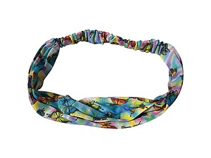 Tie Dye Butterflies Wide Cotton Stretch Headband Hair Accessory