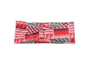 Orange Aztec Twisted Knot Cotton Wide Stretch Headband