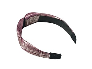 Pink Metallic Dots Fabric Fashion Headband w/ Top Knot