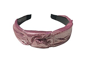 Pink Metallic Dots Fabric Fashion Headband w/ Top Knot